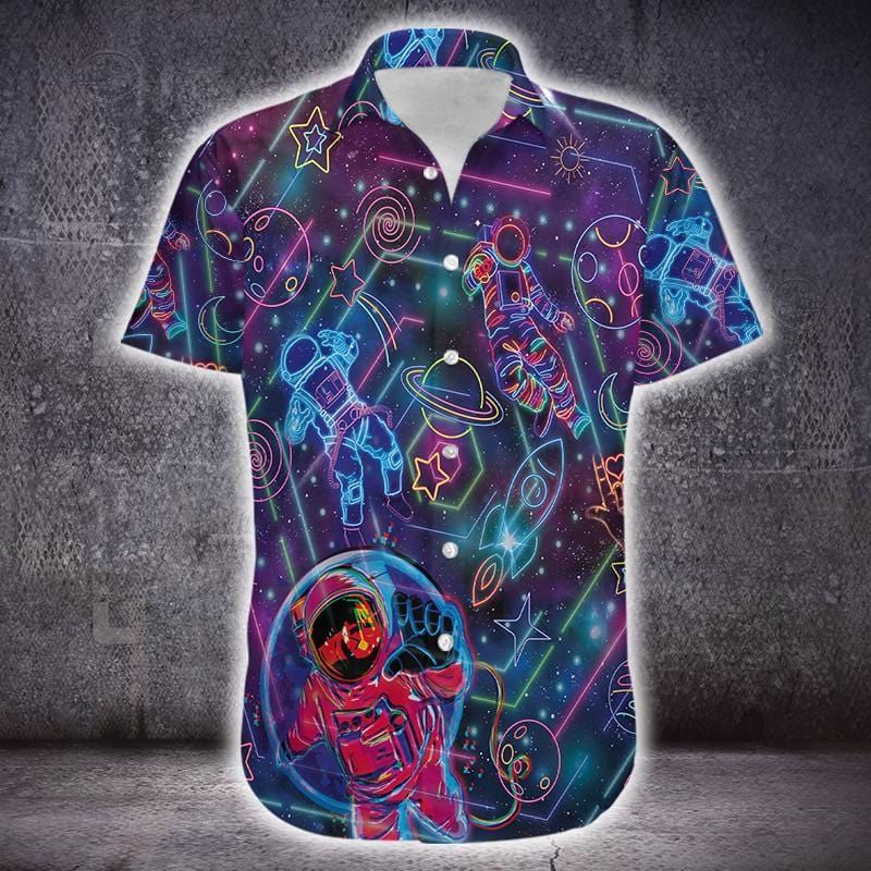 Felacia [Hawaii Shirt] Amazing Colorful Astronaut In Outer Space Unisex Hawaiian Aloha Shirts-ZX2770